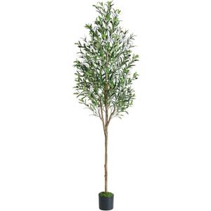 Alupssuc 7ft Olive Tree Artificial Indoor, Fake Tree Potted Faux Olive Trees with Lifelike Fruits and Realistic Leaves, Artificial Plants Indoor Fake Plants for Modern Home Office Living Room Decor