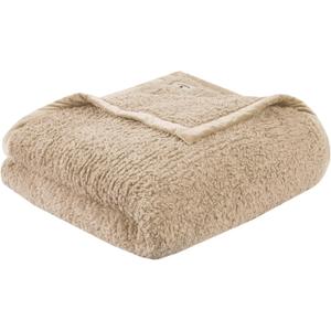 Woolrich Burlington Berber Blanket Super Soft, Cozy Lightweight Cover with Luxurious Velvet Binding, Modern Trendy All Season Bedspread Bedding-Set, Full/Queen: 90x90, Tan