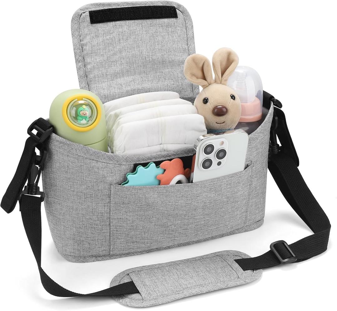 Accmor Universal Stroller Organizer, Stroller Bag Caddy Organizer, Stroller Organizer Accessories for Uppababy, Baby Jogger, Nuna, Doona, Britax Strollers (Grey)