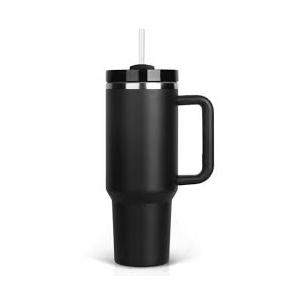 40 oz Tumbler with Handle and Flip Straw Lid - Upgraded Greatyos Insulated Traveler Tumblers with Lids Straws Vacuum Leak Proof Stainless Steel 40oz Cup Mug Gifts for Men Women Him Her (Black)