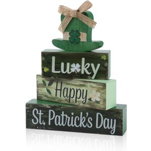 St. Patrick's Day Wooden Tabletop Decor,Happy St. Patrick's Day Wood Sign For Indoor Home Decoration
