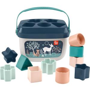 Fisher-Price Stacking Toy Baby's First Blocks Set of 10 Shapes for Sorting Play for Infants Ages 6+ Months, Navy Fawn 