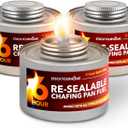 6-Hour Food Warmers for Parties (3 Pack), Chafing Fuel Cans with Wick and Safety Twist Cap, Catering Food Warmers for Buffets, Parties, Weddings, Long Lasting Burners for Food Warmer, Food Heater