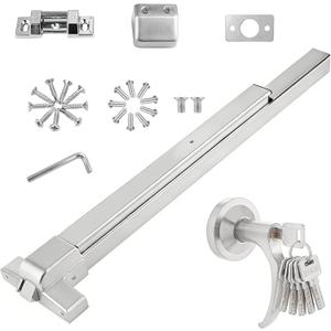 Push Bar Door Lock with 6 Keys, 31 Inch Emergency Exit Door Hardware with Handle, Aluminum Commercial Push Bar Panic Exit Device Fits 31"-47" Wood & Metal Doors, Left/Right Compatible
