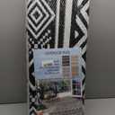 RURALITY Outdoor Rugs 8'x10' Waterproof for Patios Clearance,Plastic Straw Mats for Backyard,Porch,Deck,Balcony,Black&White