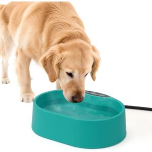 125 OZ/3.7L Heated Water Bowl, Large Heated Dog Bowls for Outside, Safety Listed Heated Pet Bowl with Anti-Chew Cord for Dog, Chicken,Duck,Cat Drinking Water in Winter, Anti-Slip Base