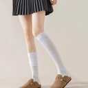 WANDER Womens Slouch Socks Soft Thin Lightweight Anti-blister Cotton Sock Girls Retro Scrunch Boot Socks Size 5-11 (S)