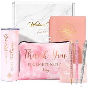 6 Pcs Best Teacher Appreciation Gifts, Christmas Gifts for Teachers 20oz Tumbler Makeup Bag A5 Leather Journal Unique Gift Ideas for New Teacher School Counselor Gift