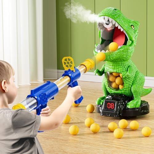 NIPLOOOW Moveable Dinosaur Shooting Toys for Kids 3-8 Years, Movable Shooting Target Toy with Air Pump Guns, Interactive Competition Game Gift for Boys and Girls Ages 3 4 5 6 7 8 Years Old