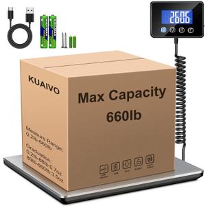 gKUAIVO Shipping Scale, 660lbs Heavy Duty Digital Luggage Scale for Packages, 0.35oz High Accurate Postage Scale for Small Business, Warehouse, Home Use, Battery & Charging Cable Include (Big)