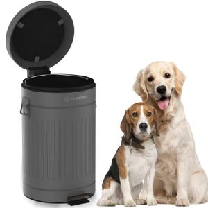 PAWZIDEA Dog Poop Trash Can Outside Odor Control, 3.1Gallon Large Pet Poop Can Outdoor with Lid No Smell, Waterproof Pet Waste Trash Can, Dog Waste Station Step Garbage Can Bin Container Backyard,Grey
