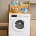 Royxen Washer Dryer Countertop with Shelf,2-Tier Laundry Countertop for Single Washer and Dryer,Soild Wood Core Washer Dryer Topper for Laundry Room Organization (Oak), 27.5 x 27.5 x 13.8 inches