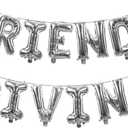 2 x Friendsgiving Decorations Silver Foil Letter 16 Inches Tall Balloons Banner Thanksgiving Friends Party Backdrop