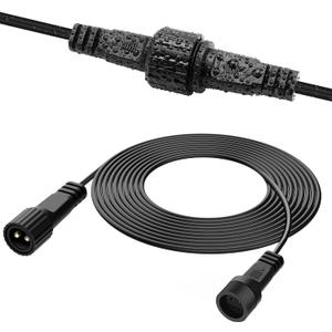 2Pin Extension Cable 10FT, IP68 Waterproof Extension Lead 16AWG Extension Cord for Outdoor Solar String Lights, Indoor String Lights - 1Pack (Black)