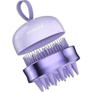 SHINLEA 2 in 1 Scalp Massager Hair Growth,Scalp Scrubber with Soft Silicone Bristles for Dandruff Removal,Shampoo Brush for Exfoliation,Head Massager for Both Wet and Dry Use (Purple)