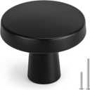 homdiy 10 Pack Black Cabinet Knobs Round Matte Kitchen Handles Zinc Alloy Metal Hardware for Dresser Drawer Desk Cupboard