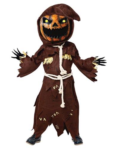 Spooktacular Creations Scary Scarecrow Costume for Kids, Halloween Costume for Boys w/Pumpkin Head, Pumpkin Outfit for Boys, Medium