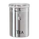 Oggi Stainless Steel Tea Canister 62 fl oz - Airtight Clamp Lid, Clear See-Thru Top