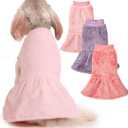 FabriCastle Small Dog Dress Clothes, 3-Pack Sweaters for Dogs Girl & Cats, Ultra Soft Warm Pet Coats for Winter, Female Puppy Apparel, Doggy Outfits XL (Pink,Violet,Rosepink, X-Large)