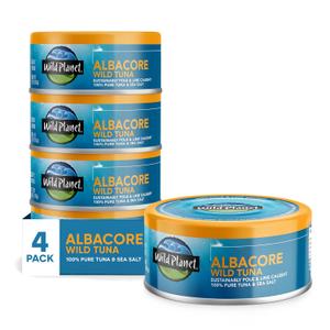 Wild Planet Albacore Wild Tuna, Sea Salt, Canned Tuna, Sustainably Wild-Caught, Pole & Line, 5 Ounce (Pack of 4)  BBD: 06/24/2028  
