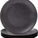 Black Plates Set, Ceramic Dinner Plates, 8 Inch Japanese Ceramic Plates Set of 4