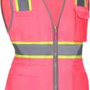 Pink Reflective Safety Vest for Women with Pockets, High Visibility Construction Work Vest for Lady Workers/Drivers, ANSI Type R Class2, XS