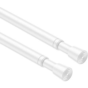 2PCS Small Tension Curtain Rod 27 to 46 Inch,White Short Curtain Rods No Drilling,Loaded Expandable Spring Curtain Rods for Windows Kitchen,Closet,Cupboard,Door,Bookshelf