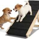 Wooden Pet Ramp for Bed, Foldable Dog Ramp with Removable Side Rails, Lightweight Ramp for Dogs for Large Dogs Senior Cats, Supports up to 50 lbs for Easy Access to Bed or Car (Trumpet)