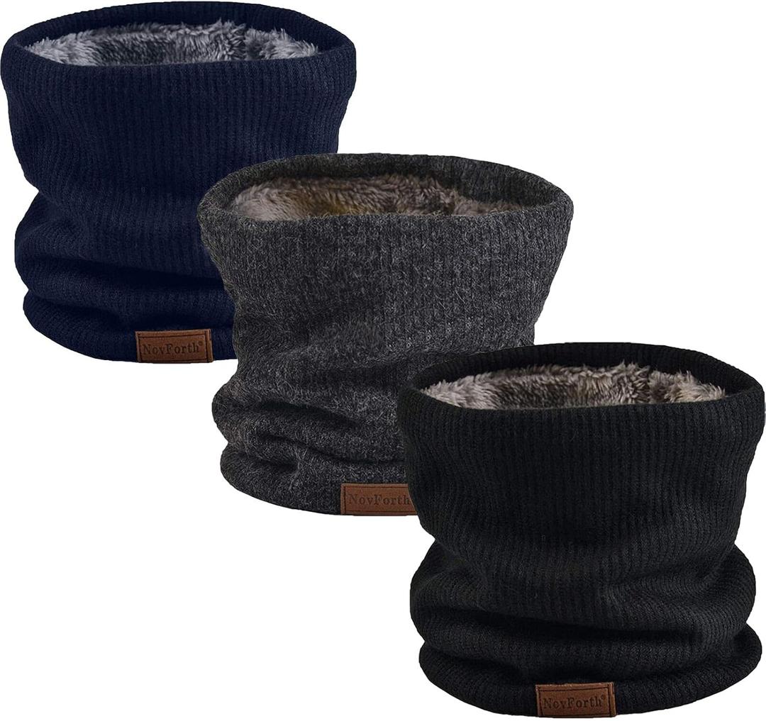 NovForth Winter Neck Warmer Men Ski, Neck Gaiter Face Scarf Women, Fleece Scarf for Men Gaiter Mask, Thick Windproof Scarves (Black Grey Navy)