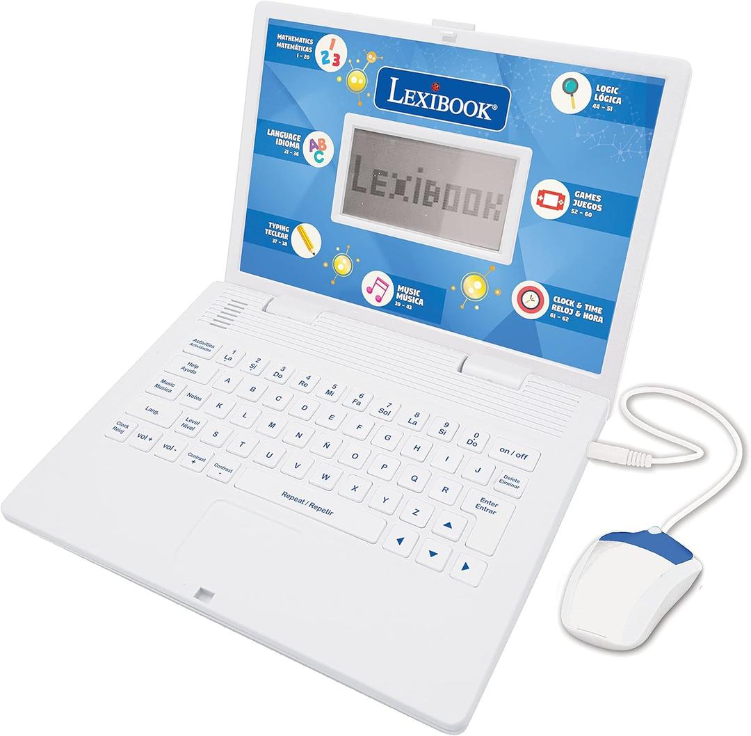 Lexibook - Educational and Bilingual Laptop Spanish/English - Toy for Children with 124 Activities to Learn Mathematics, Dactylography, Logic, Clock Reading, Play Games and Music - JC598i2 Lexibook - Educational and Bilingual Laptop Spanish/English - Toy for Children with 124 Activities to Learn Mathematics, Dactylography, Logic, Clock Reading, Play Games and Music - JC598i2
