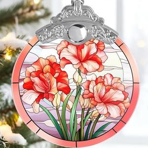 Jocidea Amaryllis Christmas Ornament - Tree Decoration, Suncatcher, Gift for Amaryllis Lovers, Pack 2