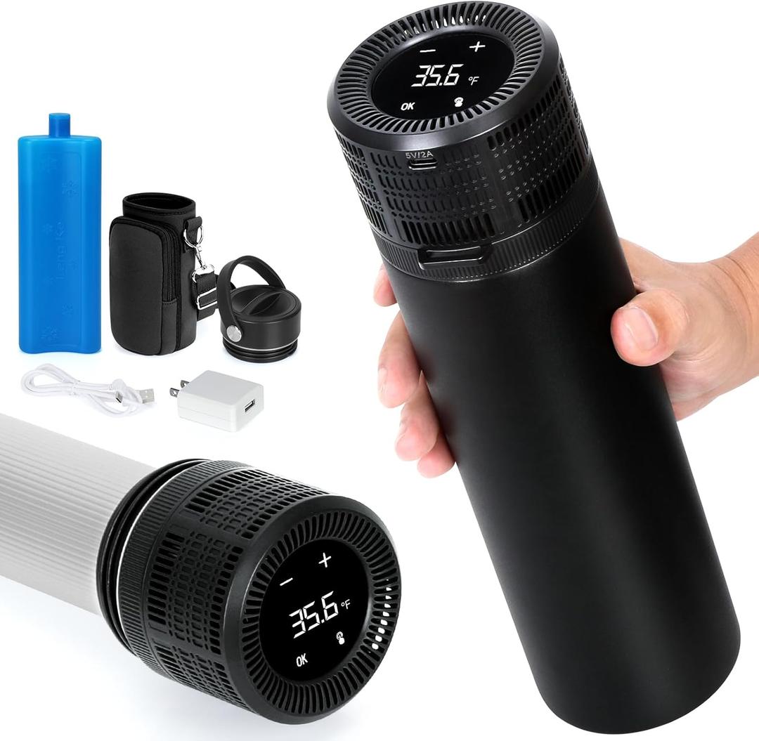 Electric Insulin Cooler Travel Case, USB Charger & Biogel Ice Box - Unlimited Hours, 35-68F Custom & Display Temperature Medical Cooler, TSA Approved Diabetic Medication Refrigerator (Black)