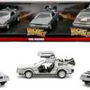 Jada Back to The Future 1:32 Time Machine 3-Pack Die-Cast Cars, Toys for Kids and Adults