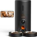 WOPET Automatic Cat Feeder with Camera for Two Cats, 6L Automatic Dog Feeder with HD Video and Night Vision, 5G/2.4G WiFi Pet Feeder for Cats & Dogs, SD Card Storage & 2-Way Audio (Black)