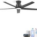 ocioc Smart Ceiling Fans with Lights,52 inch,Reversible Quiet DC Motor,Dimmable,Black Ceiling Fan Compatible with Alexa Google home Indoor/Outdoor