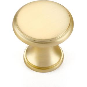Ravinte 10 Pack Brushed Brass Kitchen Cabinet Knobs, Solid Brass Pulls Zinc Handles Simple Drawer Cabinet Hardware for Cupboard Drawer Knobs