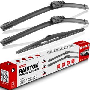 Windshield Wiper Blades Replacement for Mazda CX-5 CX-9 2017 2018 2019 2020 2021 2022-2024 CX5 CX9 Original Factory Quality Front Rear Wipers Blade Set for My Car - 24" 18" 14" (Pack of 3)