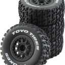Lifehead 1/10 RC Short Course Truck Tires for All Terrain，Suitable for TRAXXAS Slash4X4 HuanQi 727 ARRMA SENTON 3S Losi Ford Raptor Baja Rey/ 113mm OD High-Performance Short-haul Truck Tires（Black）