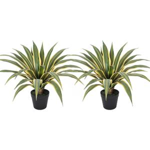 Artificial Agave Plants Outdoor, 24 Large UV Resistant Fake Agave with 24 Lifelike Leaves, Faux Succulents Plant for Home Front Porch Patio Garden Yard Indoor Decor 2Pack