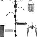 yosager Premium Bird Feeding Station Kit, 90" x 23" Birds Feeder Pole, Planter Hanger, Multi Feeder Hanging Kit with Metal Suet and Bath for Bird Watching, Attracting Wild Birds (90 Inch)