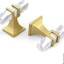 Haliwu 10 Pack White Marble Grain Cabinet Knobs, 2 Tone T-bar Gold Kitchen Handles, Solid Square Dresser and Drawer Pulls