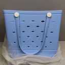 WOOWAVE Beach Bag Rubber Tote, Waterproof Sandproof Open Hand Bag for Swim Pool Beach Travel , 14.5*X5*X12.6*