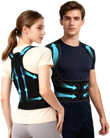 KNXWALT Posture Corrector for Women & Men, Back Brace Straightener with Adjustable Support, Relief for Neck/Shoulder/Back Pain, Scoliosis & Hunchback Correction, Breathable Mesh Design, M