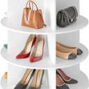 SpaceAid 3 Tier Rotating Shoe Rack Tower, Spinning Shoe Display Lazy Susan, Revolving 360 Shoe Rack Storage Round Carousel, Vertical Handbag Rotate Shoes Closet Organization (3-Tier White)
