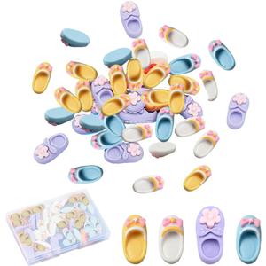 SUNNYCLUE 1 Box 40Pcs Flip Flop Charms Resin Lifelike Shoe Slipper Charm No Hole Flat Back Shoes Cabochons Miniature Flatbacks Clay Cabochon for Jewelry Making DIY Craft Scrapabooking Embellishments