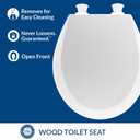 Mayfair 8440EC Open Front Toilet Seat and Lid, Easy Clean Hinges and Durable Wood Seat, Made in USA, Round, White