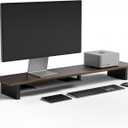 Walnut DualTier Monitor Stand for Modern Desk Setup  Minimalist Wooden Riser Shelf for Dual Monitors, Laptops, Home Office Aesthetic (Dark Walnut, Large)