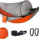 Camping Hammock with Mosquito Net - Double & Single Portable Hammocks with 2 Tree Straps, Lightweight Hammock Tent for Outdoor Camping, Hiking, Backpacking, Beach & Backyard (Orange)