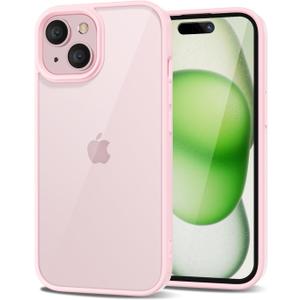 LoeoeL for iPhone 15 Case Clear, Transparent Hybrid 15 Phone Case [Hard Plastic & Soft Silicone Bumper] Acrylic Non Yellowing Thin Slim Protective Cover for Women, Light Pink