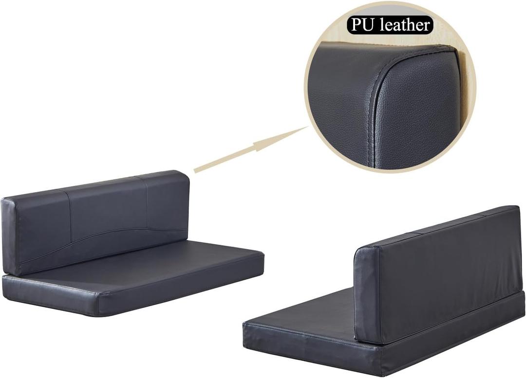 RV Dinette Cushions Replacement with Momery Foam Camper Seat Couch Cushion Travel Trailer Bed (Black, 38)